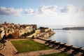 Beautiful view from upper Barrakka Gardens of saluting battery and Grand Harbor of Valletta, Malta Royalty Free Stock Photo