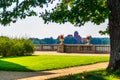 Beautiful View From Uzutrakis Manor to Trakai Island Castle. Lithuania Royalty Free Stock Photo