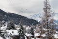 Winter view on the valley in Swiss Alps, Verbier, Switzerland Royalty Free Stock Photo