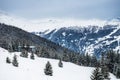 Winter view on the valley in Swiss Alps, Verbier, Switzerland