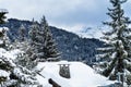 Winter view on the valley in Swiss Alps, Verbier, Switzerland Royalty Free Stock Photo