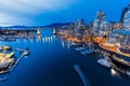 Beautiful view of Vancouver downtown skyline at sunset time. Canada. Royalty Free Stock Photo