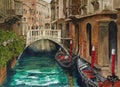 Beautiful view of venetian canal Royalty Free Stock Photo