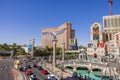 Beautiful view of Venetian hotel grounds overlooking Treasure Island hotel in Las Vegas. Nevada, Royalty Free Stock Photo