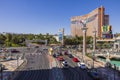 Beautiful view from The Venetian hotel overlooking the Las Vegas Strip with passing cars Royalty Free Stock Photo