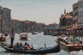 Beautiful view of the Venice river and buildings from a boat under a clear blue sky Royalty Free Stock Photo