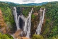 Jog Falls, Rocket Falls and Roarer Falls on Sharavathi River, in Western Ghats of Karnataka state in monsoon season.