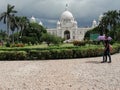 Beautiful view of victorial memorial during cloudy weather in kolkata Royalty Free Stock Photo