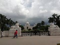 Beautiful view of victorial memorial during cloudy weather in kolkata Royalty Free Stock Photo