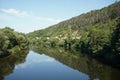 Beautiful view of the village Karlstein and Berounka river, Czech Republic