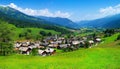 village in the middle of the valley. AI Generated Royalty Free Stock Photo