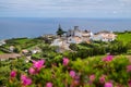 Beautiful view of the village in Nordeste against Atlantic Ocean, Sao Miguel Island, Azores, Portugal. Royalty Free Stock Photo