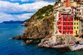 View of the village Riomaggiore. Cinque Terre National Park, Liguria Italy. Royalty Free Stock Photo