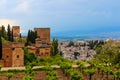 Beautiful view of a vineyard and the city of Granada, Spain Royalty Free Stock Photo