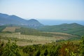 Beautiful view of vineyards, fields, mountains and sea