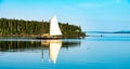 Beautiful view of a visiting schooner in NW Harbor under the clear sky