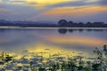Beautiful view of Waduk Bunder or Water Dam Bunder in Gresik, East Java, Indonesia. Royalty Free Stock Photo