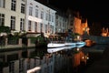 Bruges water channels at night