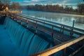 Beautiful view of a water dam in the Mammoth Spring State Park