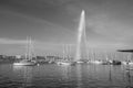 Beautiful view of the water jet fountain in the lake of Geneva Royalty Free Stock Photo