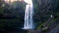 Beautiful view of waterfall, known as henrhyd falls in south wales uk. large amount of water flowning down during the