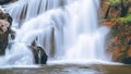 Beautiful view of the waterfall streaming down from the rocks into the river - great for wallpapers Royalty Free Stock Photo