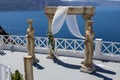 Beautiful view of wedding decoration at hotel in Santorini island, Greece Royalty Free Stock Photo
