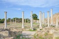 Beautiful view of well preserved ruins of Antique city Salamis located near Famagusta, Turkish Northern Cyprus