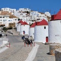Beautiful view of white buildings in Astypalaia island in Greece on a sunny summer day