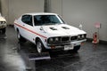 Beautiful view of a white classic vintage car collected in the Toyota Motor Museum in Japan