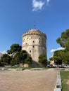 Beautiful view of the White tower of Thessaloniki, Greece. Royalty Free Stock Photo