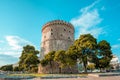 Beautiful view of the White Tower of Thessaloniki in Greece