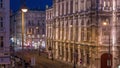 Beautiful view of Wiener Staatsoper aerial day to night timelapse in Vienna, Austria