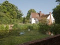 Beautiful view of Willy Lott`s House Cottage at flatford mill su Royalty Free Stock Photo