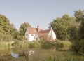 Beautiful view of Willy Lott`s House Cottage at flatford mill su Royalty Free Stock Photo