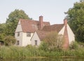 Beautiful view of Willy Lott`s House Cottage at flatford mill su Royalty Free Stock Photo