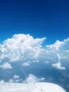 Beautiful View from Window of Airplane in The Sky. Flying and Traveling,View from Airplane Window on the Wing. Aerial View From Royalty Free Stock Photo