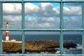 Beautiful view from the window. Buchan Ness Lighthouse, Aberdeenshire, Scotland, UK Royalty Free Stock Photo