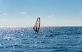 Beautiful view of windsurfer sailing on the waves. Windsurfing on the Black Sea Royalty Free Stock Photo