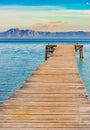 Boardwalk at sea coast of Alcudia bay on Majorca island, Spain Royalty Free Stock Photo