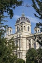 Beautiful view of world famous Naturhistorisches or Natural History Museum, with park on the Ring strasse. Exterior view from Royalty Free Stock Photo