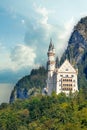 Beautiful view of world-famous Neuschwanstein Castle, the 19th century Romanesque Revival palace built for King Ludwig II Royalty Free Stock Photo