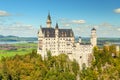 Beautiful view of world-famous Neuschwanstein Castle, the 19th century Romanesque Revival palace built for King Ludwig II Royalty Free Stock Photo