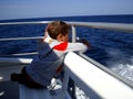 A beautiful view from a yacht on blue water of the ocean.. Australia