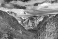 beautiful view in Yosemite valley with half dome and el capitan