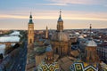 A beautiful view of Zaragoza, in Spain, from one of the towers o Royalty Free Stock Photo