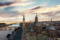 A beautiful view of Zaragoza, in Spain, from one of the towers o Royalty Free Stock Photo