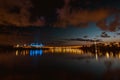 Beautiful view of the Zenit Arens and Lahta Center from Elagin Island