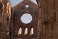 Beautiful viewl of San Galgano church, under a blue skyTuscany Royalty Free Stock Photo