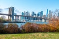 Beautiful viewpoint of Manhattan, Brooklyn Bridge Park. Royalty Free Stock Photo